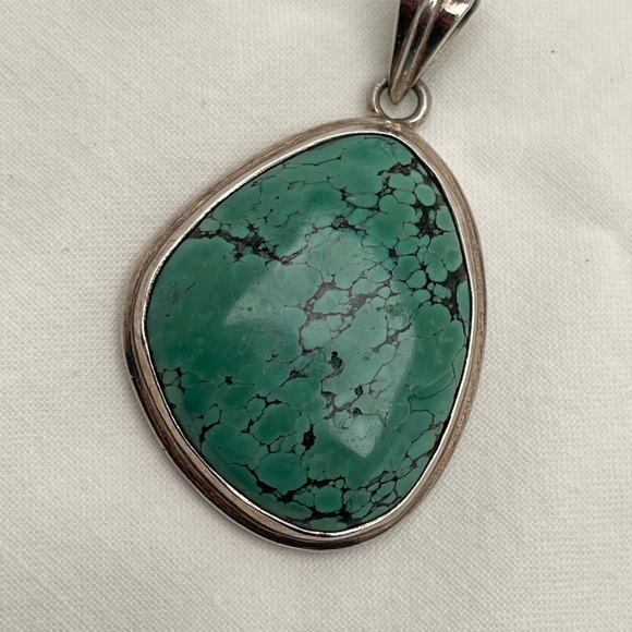Natural Turquoise Pendant in Sterling Bezel - Picture 4 of 4